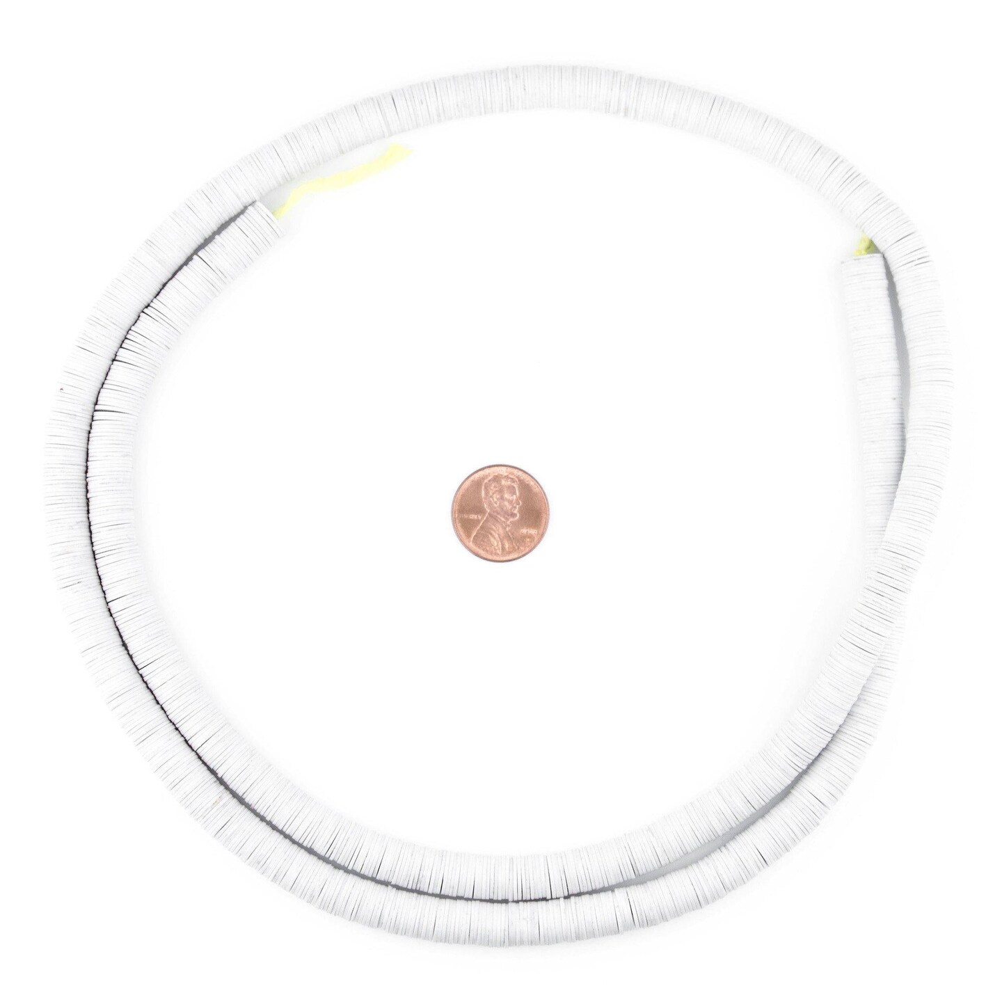 TheBeadChest Light Grey Vinyl Phono Record Beads 8mm Ghana African Disk 34 Inch Strand Handmade