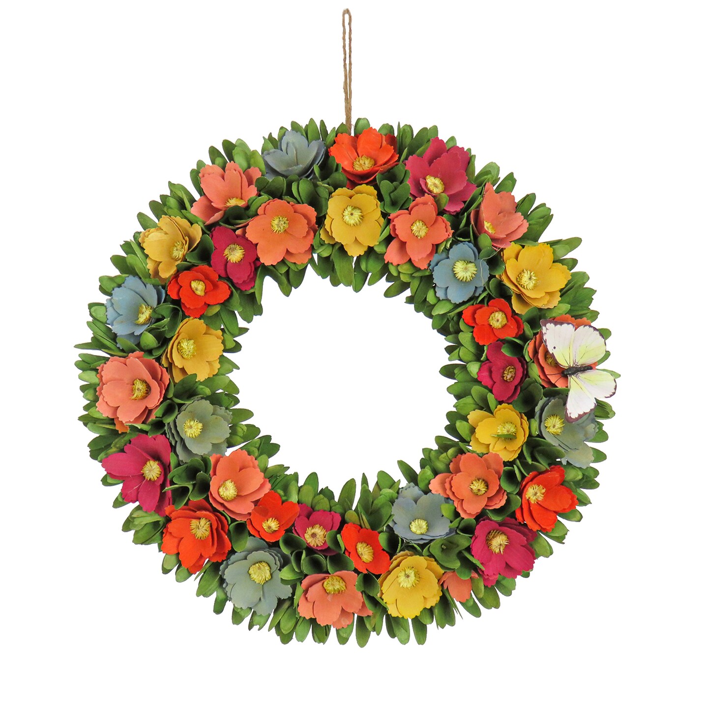 20&#x22; Spring Floral Wreath with Butterfly