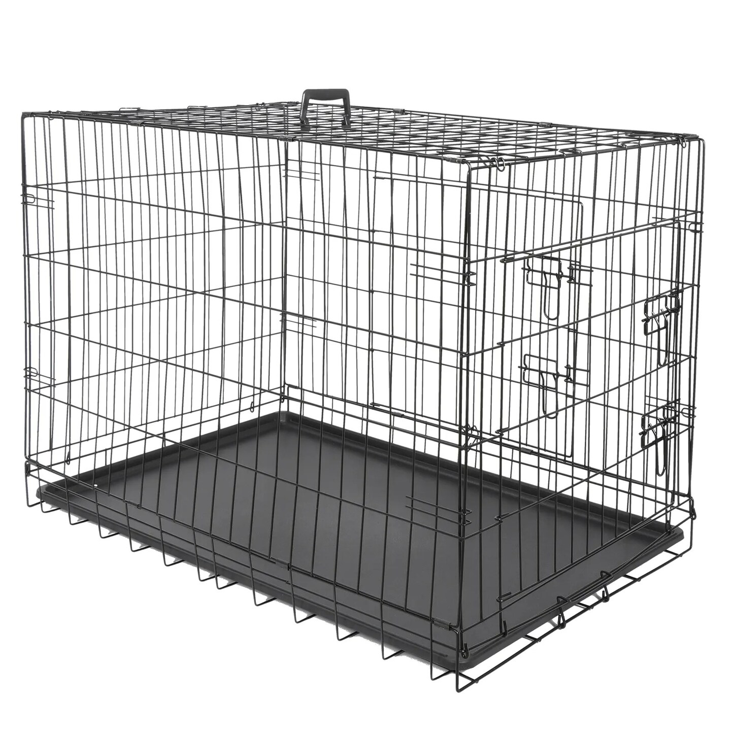 36&#x22; High Quality Dog Crate Kennel Folding Pet Cage 2 Door With Tray Dog House