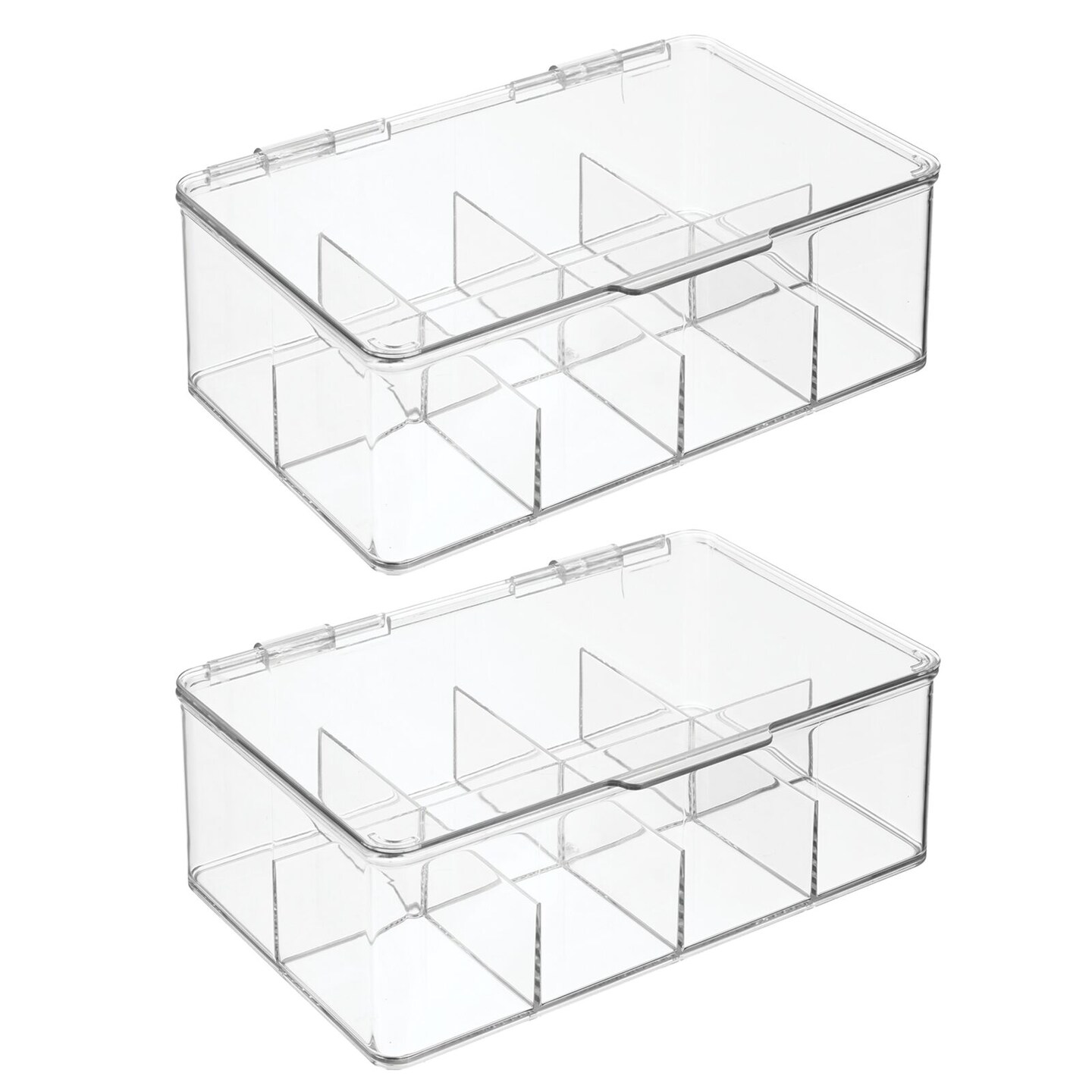 mDesign Plastic Divided First Aid Storage Box Kit with Hinge Lid