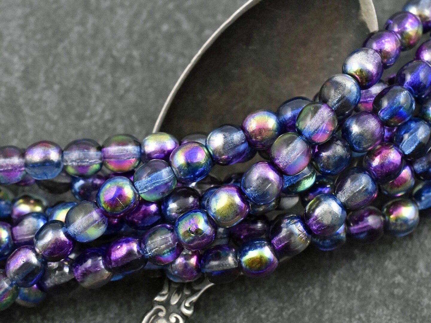 *25* 6mm Magic Blueberry Round Druk Beads