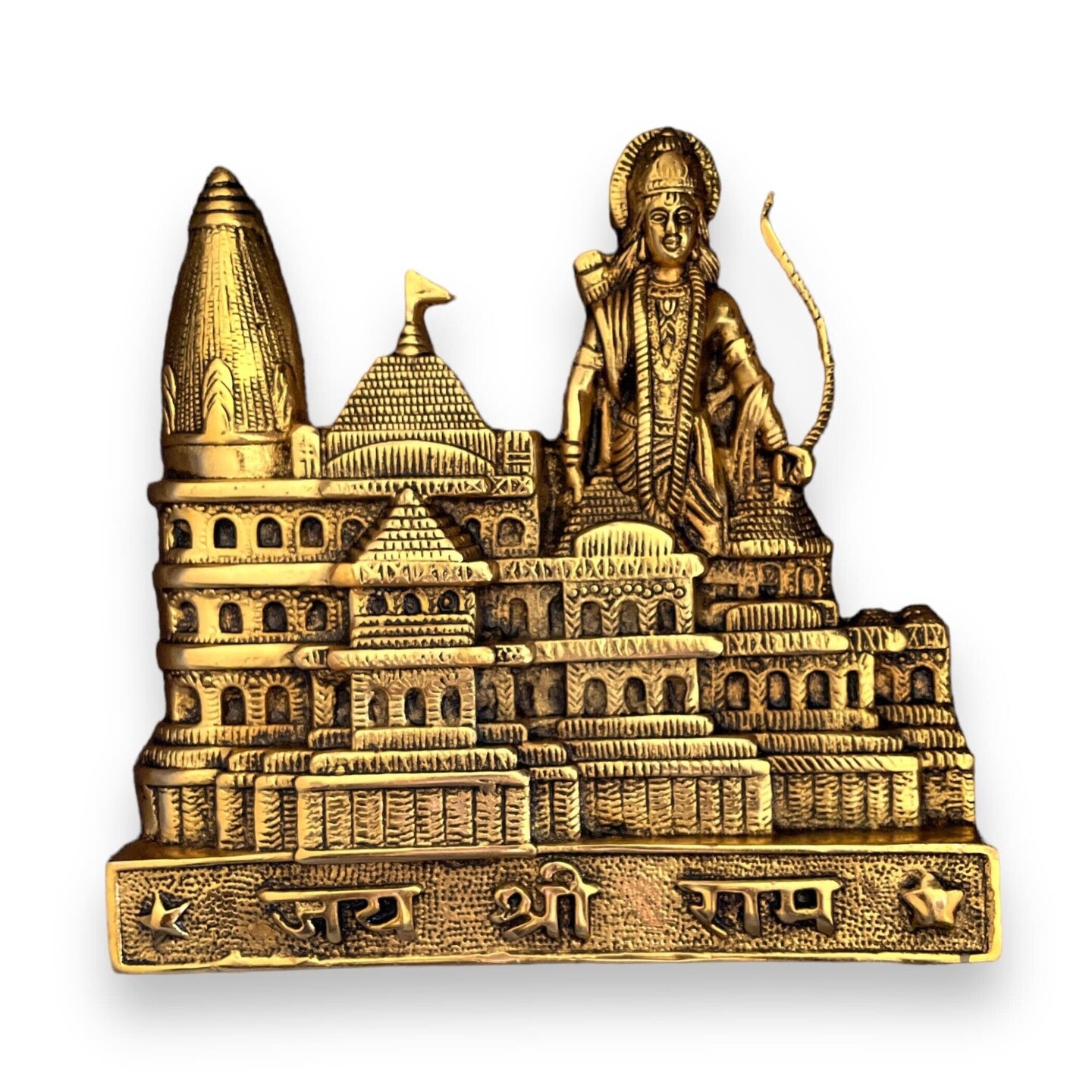 Ram Mandir Ayodhya Model Shree Ram Janmbhumi Alloy Metal Ayodhya Temple Ram Darbar Indian Pooja Home Decor Housewarming Religious Gifts (size-8&#x2019;)