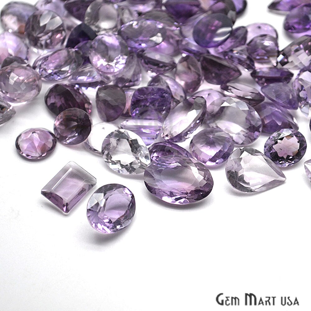 Amethyst Gemstone, 100% Natural Faceted Loose Gems, February Birthstone, 10-20mm, 100 Carats, GemMartUSA (AM-60010)