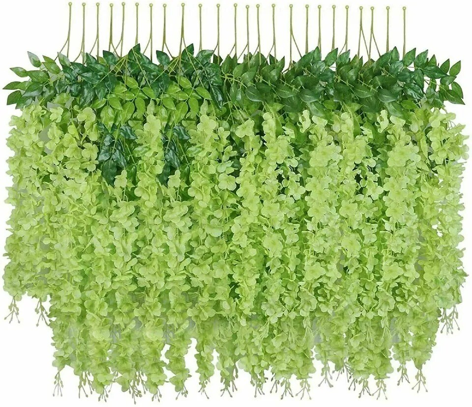 12pcs Artificial Wisteria Vine Garland Fake Flower Plants Garden Hanging Decor