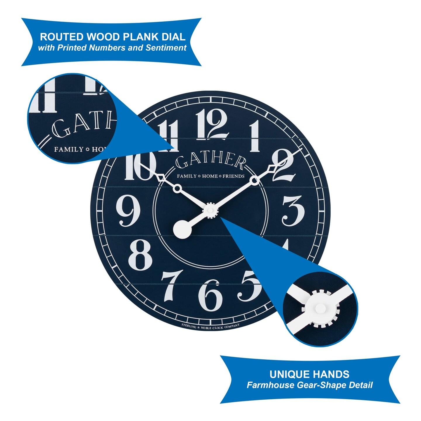 Mainstays 15.5&#x22; Blue Round Farmhouse Wall Clock