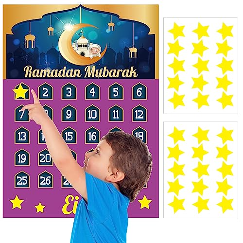 Funnlot Ramadan Decorations Ramadan Calendar Eid Calendar Countdown Calendar 2022 Ramadan Calendar Eid Calender Activities for Kids with 30 Reusable Stars Ramadan Mubarak Decor