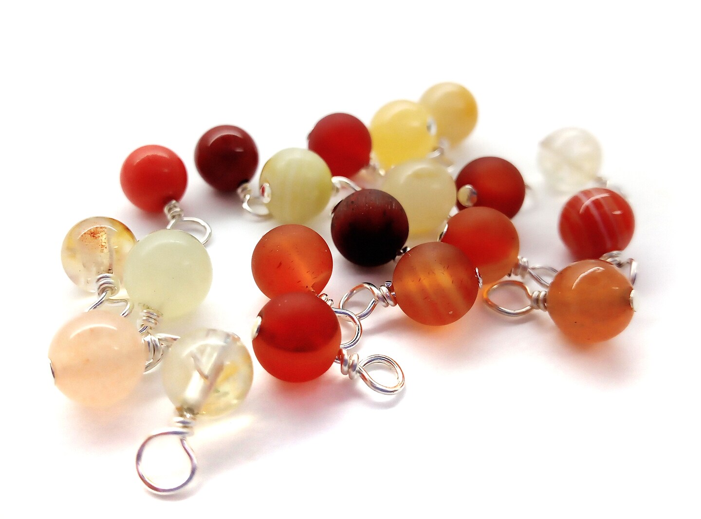 Gemstone Charm Mix, Red Yellow &#x26; Orange Bead Dangle Assortment, 20 pcs, Adorabilities