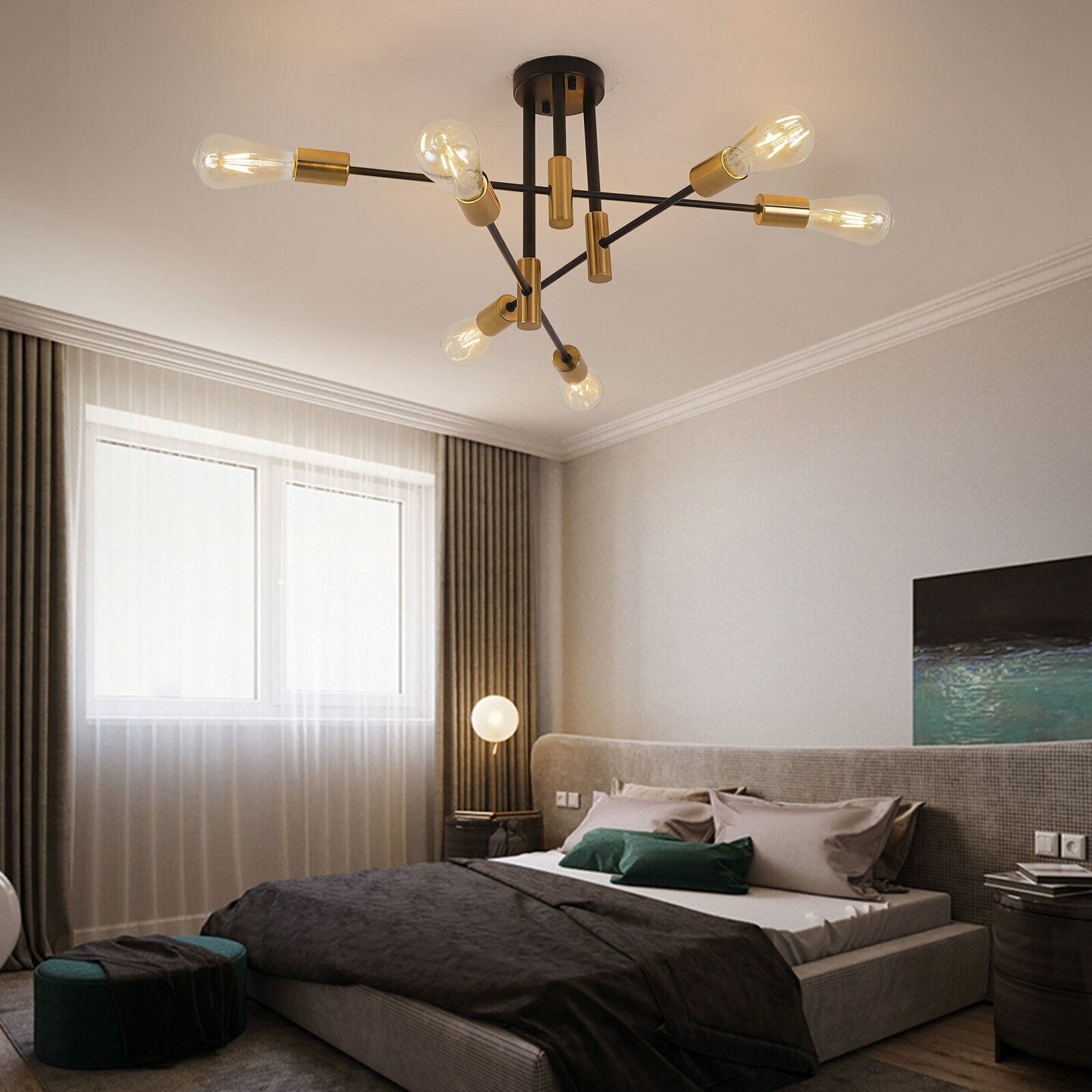 Kitcheniva 6 Light Modern Sputnik Chandelier Fixture