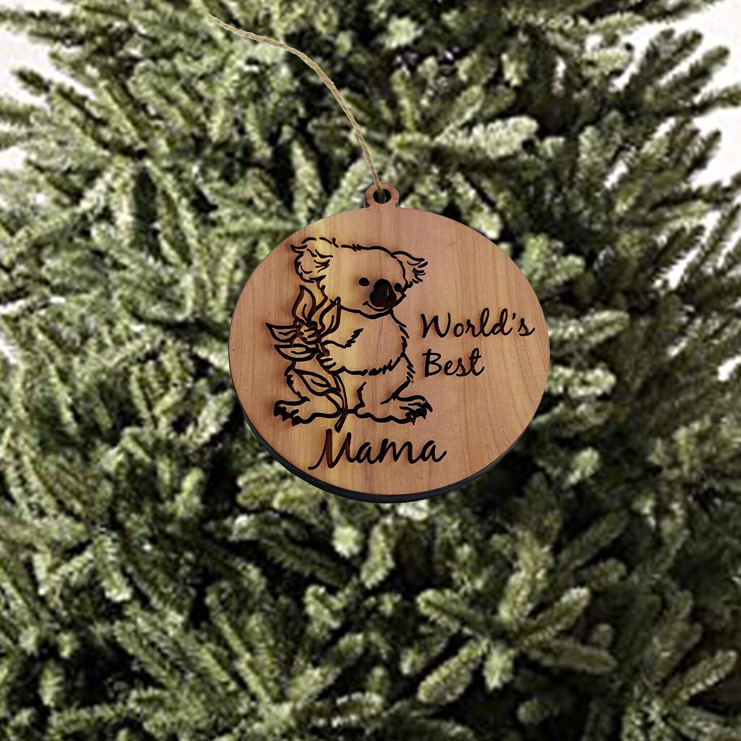 Koala Worlds Best Mama - Cedar Ornament Koala Worlds Best Mama - Cedar Ornament