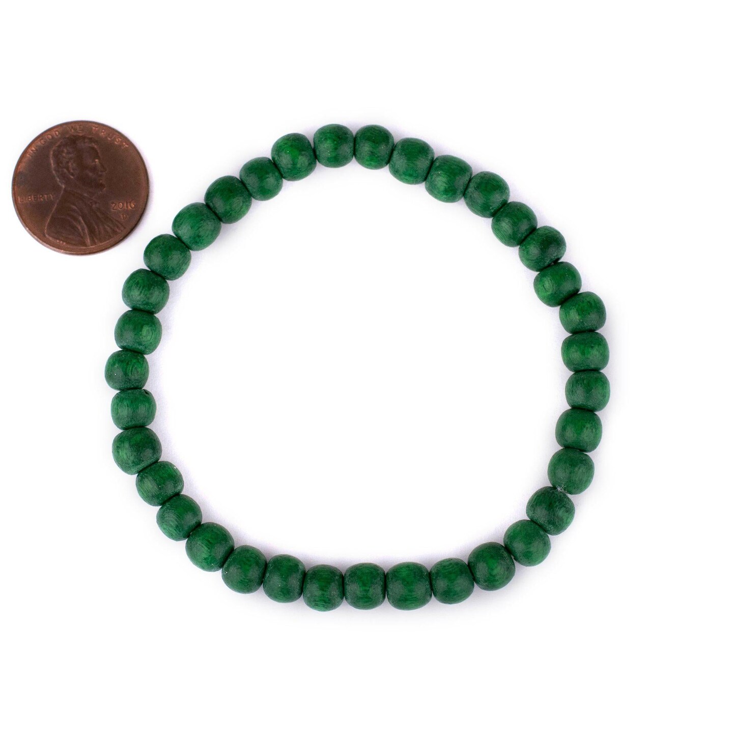 TheBeadChest Wood Stretch Bracelet, Green - Stackable Beaded Jewelry, Unisex for Men &#x26; Women