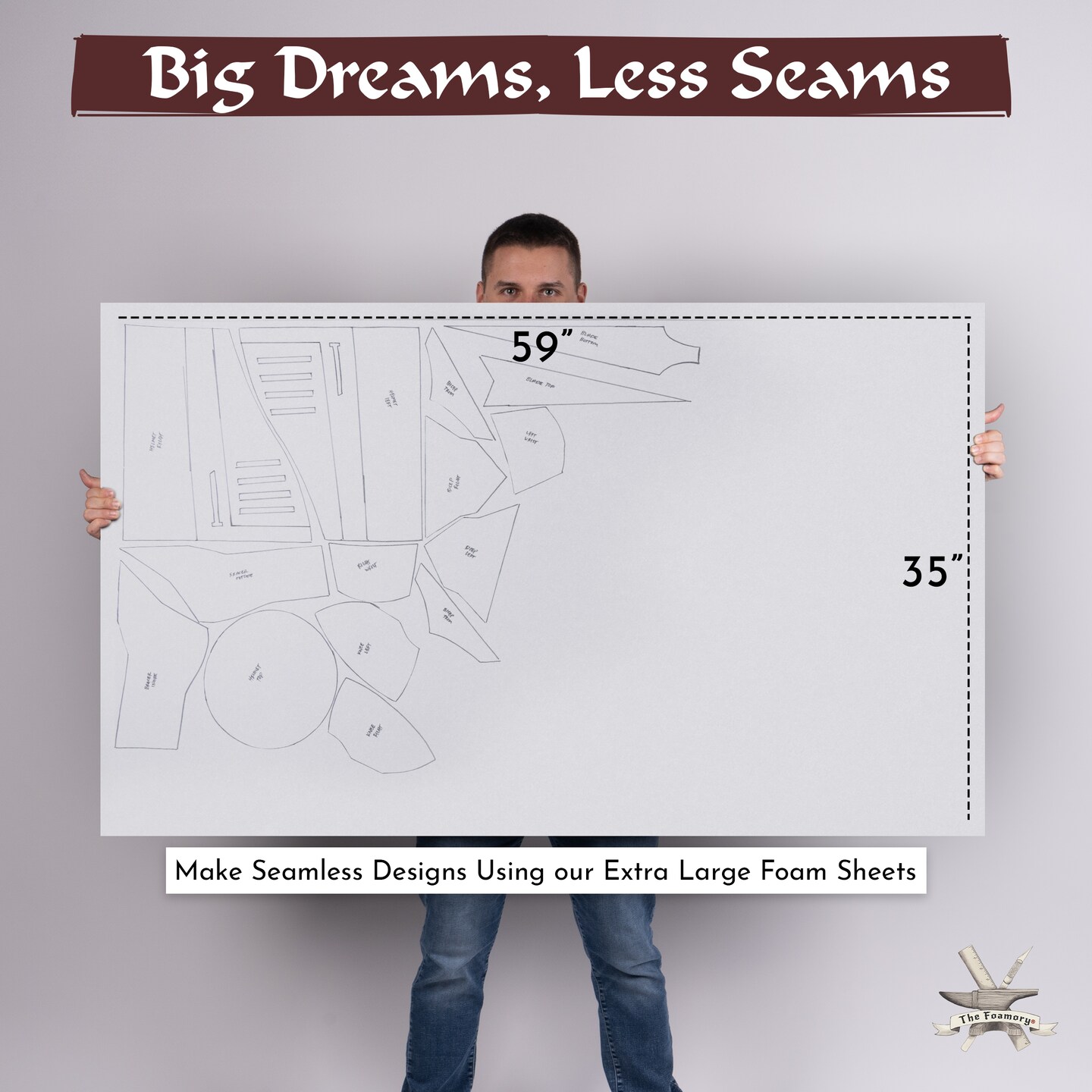 EVA Foam Cosplay | Extra Large 35" x 59" Sheet | Ultra High Density 85kg/m3 | by The Foamory