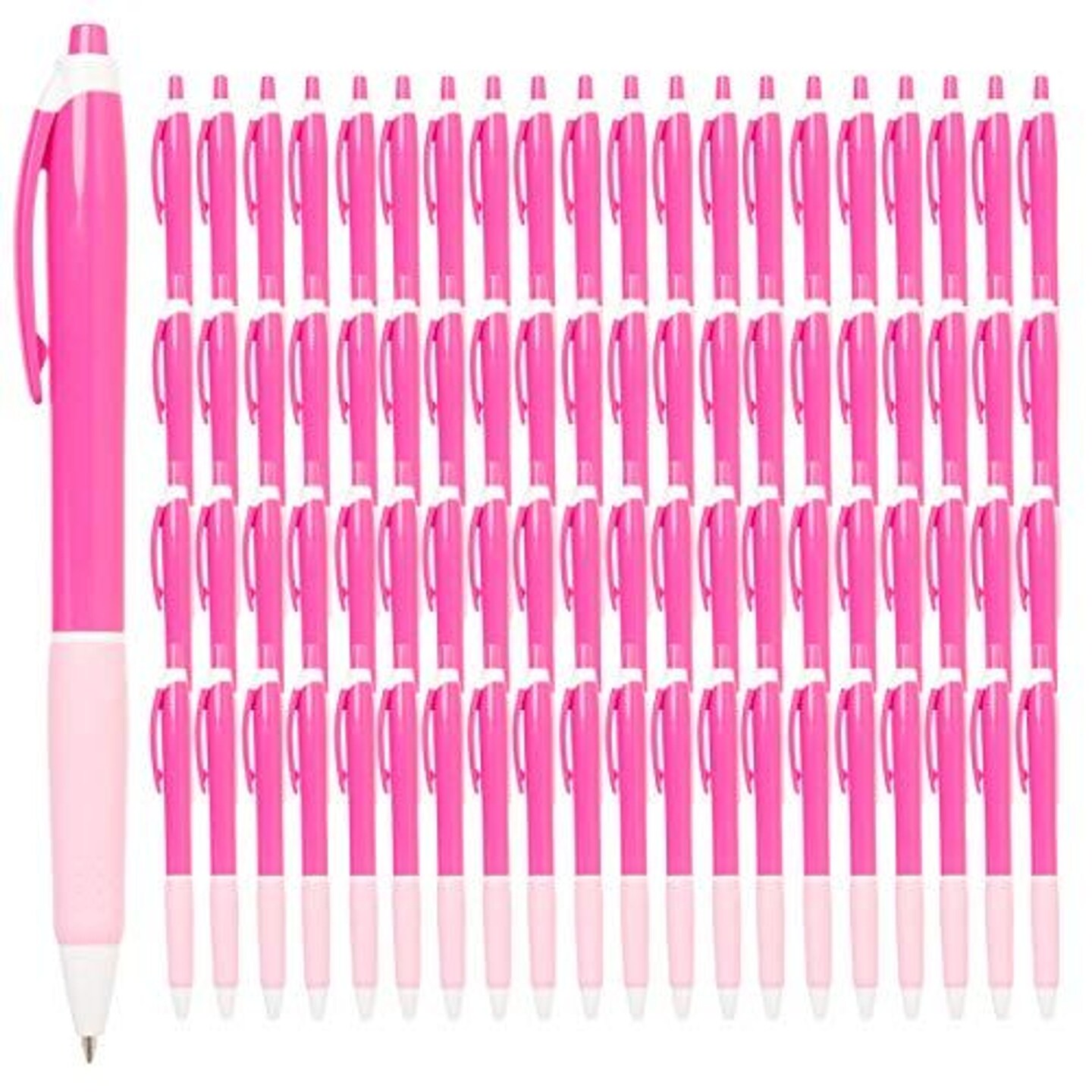 Simply Genius Pens in Bulk - 100 pack of Office Pens - Retractable Ballpoint Pens in Black Ink - Great for Schools, Notebooks, Journals &#x26; More (Pink, 100pcs)