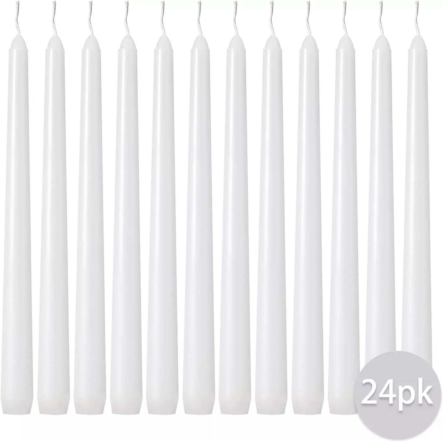 Kitcheniva White Dripless And Smokeless Taper Candles 10 Inch 24 Pcs