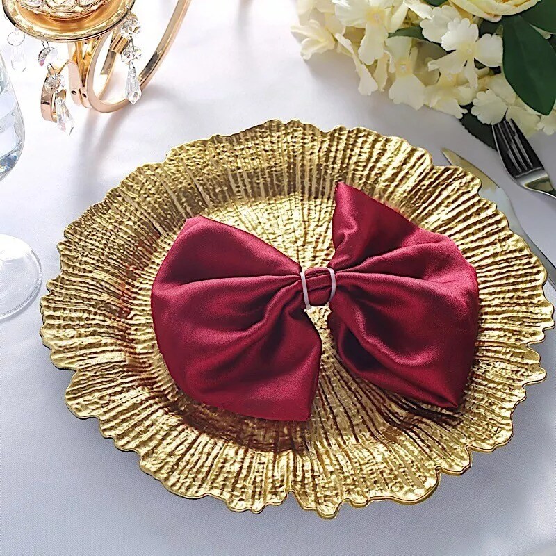 24 GOLD 13" Round Textured Charger Plates Wedding Party Dinner