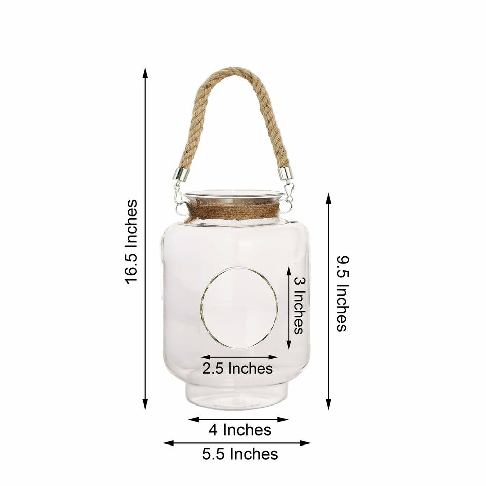 2 pcs 9.5-Inch tall Clear Glass Hanging Votive Candle Holder Vases Centerpieces