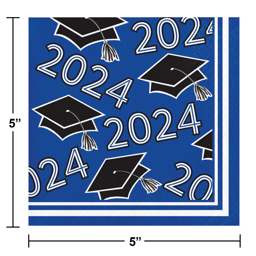 Blue Graduation Class of 2024 2Ply Beverage Napkin (36/Pkg)