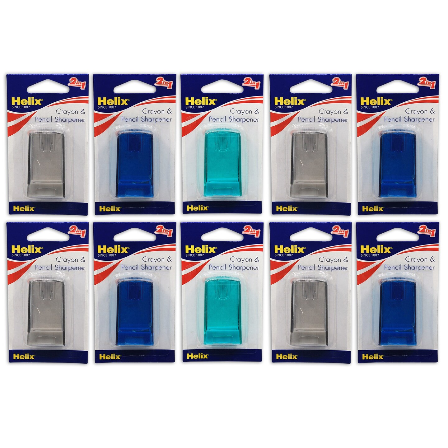 Crayon &#x26; Pencil 2-Hole Canister Sharpener, Pack of 10