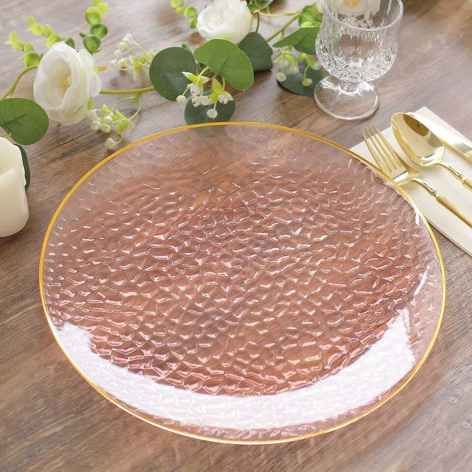 BLUSH 10 Round 13&#x22; Hammered Plastic CHARGER PLATES