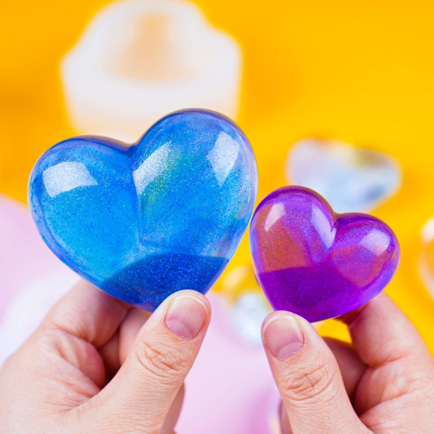 Valentine's Day Epoxy Resin 3D Heart Shape DIY Casting Art Craft Soft Silicone Molds 5 Shapes Shiny Multifunctional Handmade Tool Agate Jewelry Pendant Home Decor Soap Candle Clay Glossy Surface