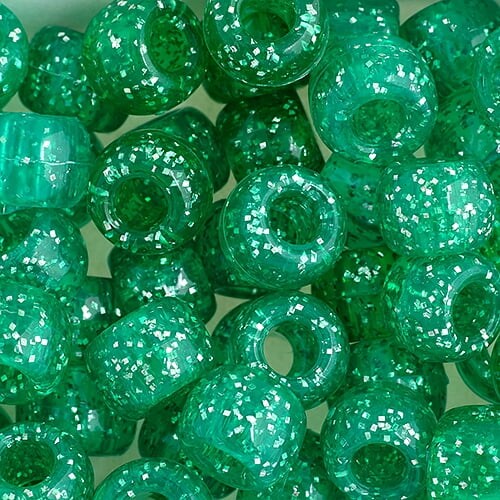 John Bead 9mm Sparkle Plastic Pony Beads, 1000pcs