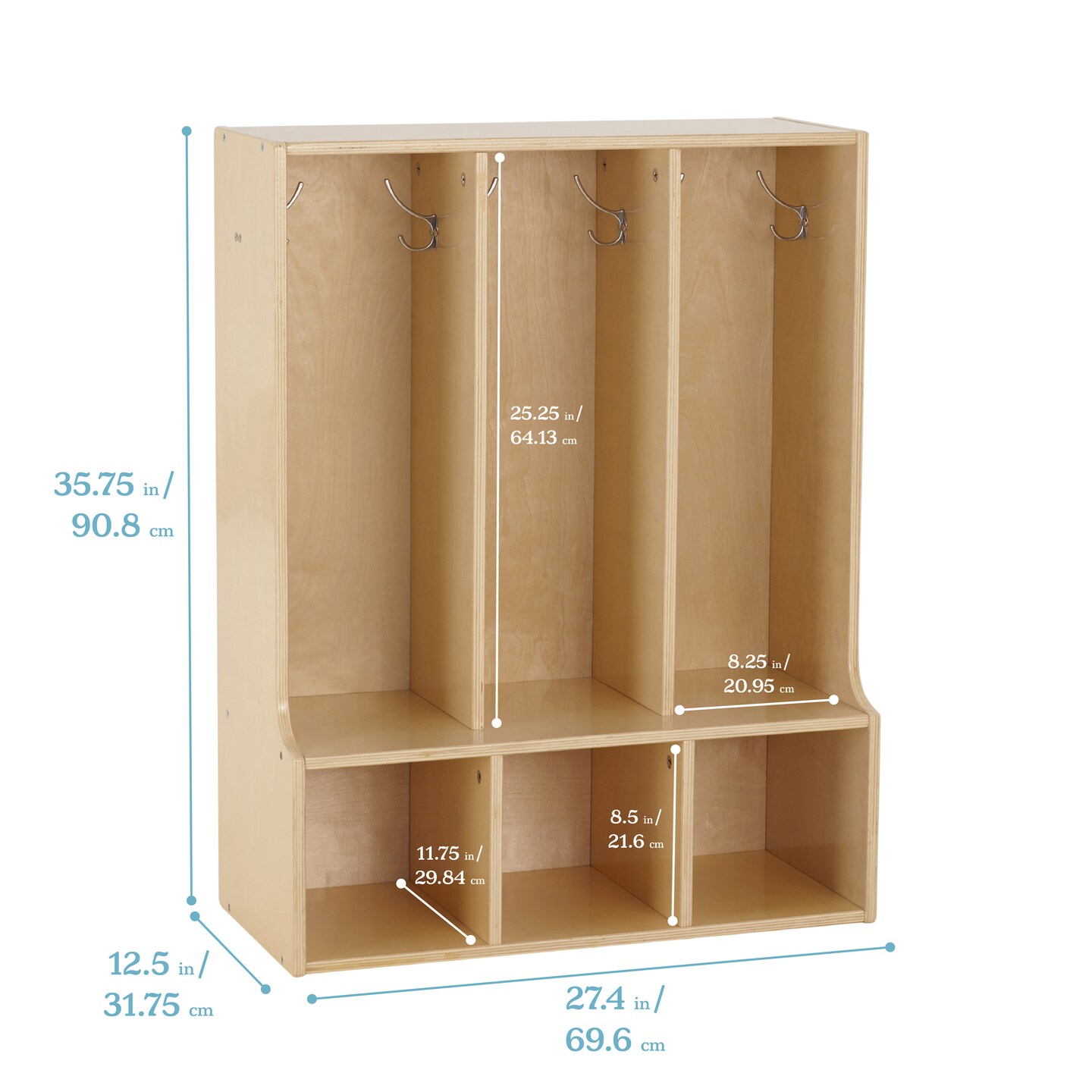 Streamline 3-Section Toddler Coat Locker with Bench, Kids Furniture