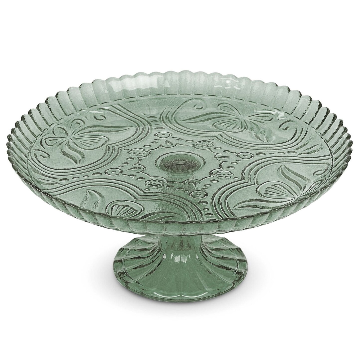 Vintage-style 10&#x201D; Flower Glass Cake Stand