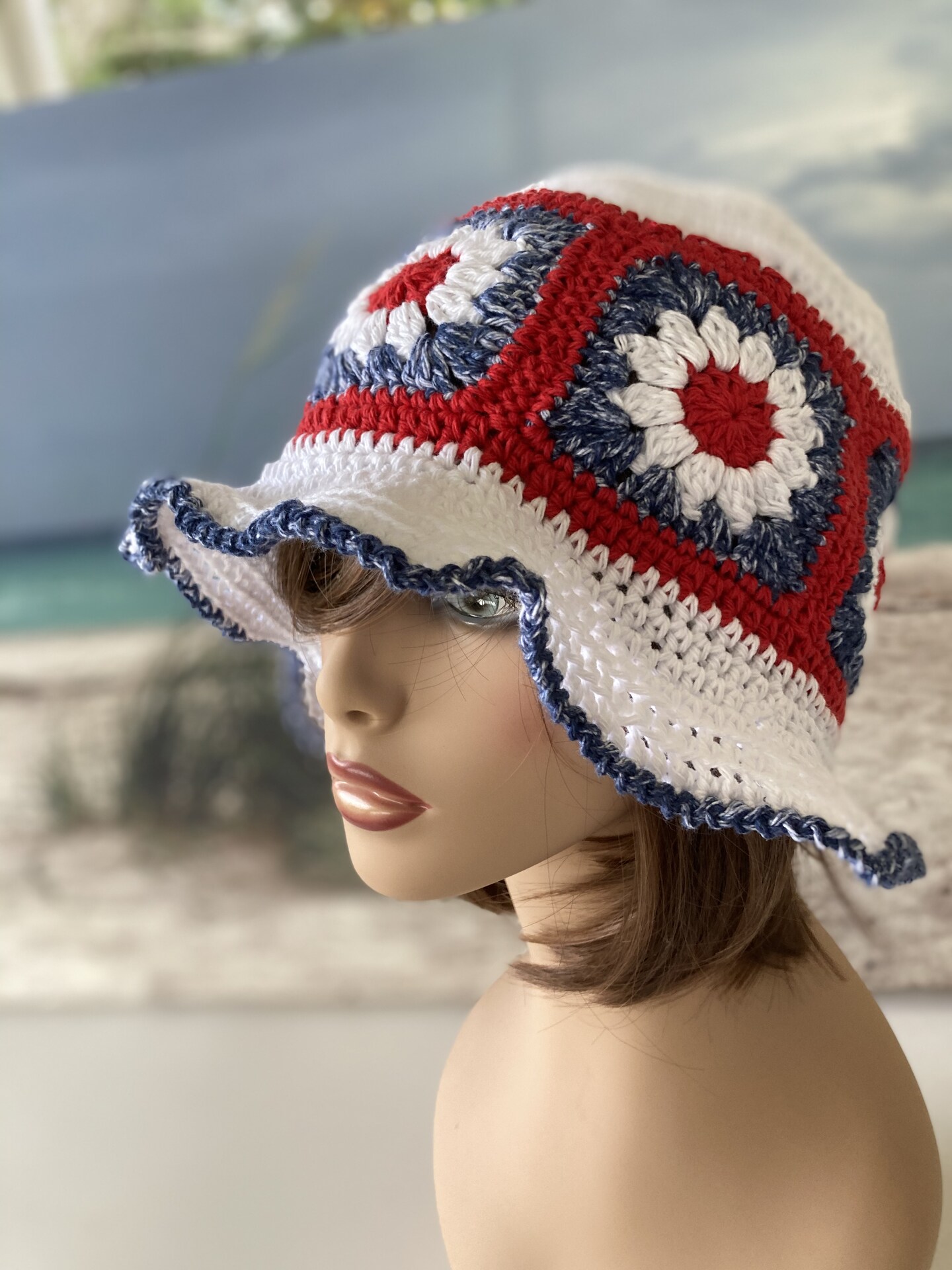 Red white and blue bucket hat online