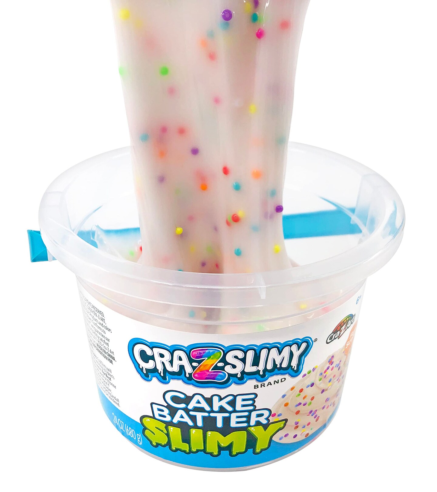 24 Oz Premade Slime, Cake Batter Scented Clear Slime Stretchy Glossy Non-Sticky 1.5lb Slime Bucket with Add-ins