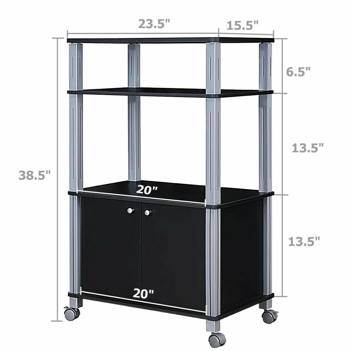 Multifunctional Rolling Kitchen Baker&#x2019;s Rack with 2-Tier Shelf and Cabinet