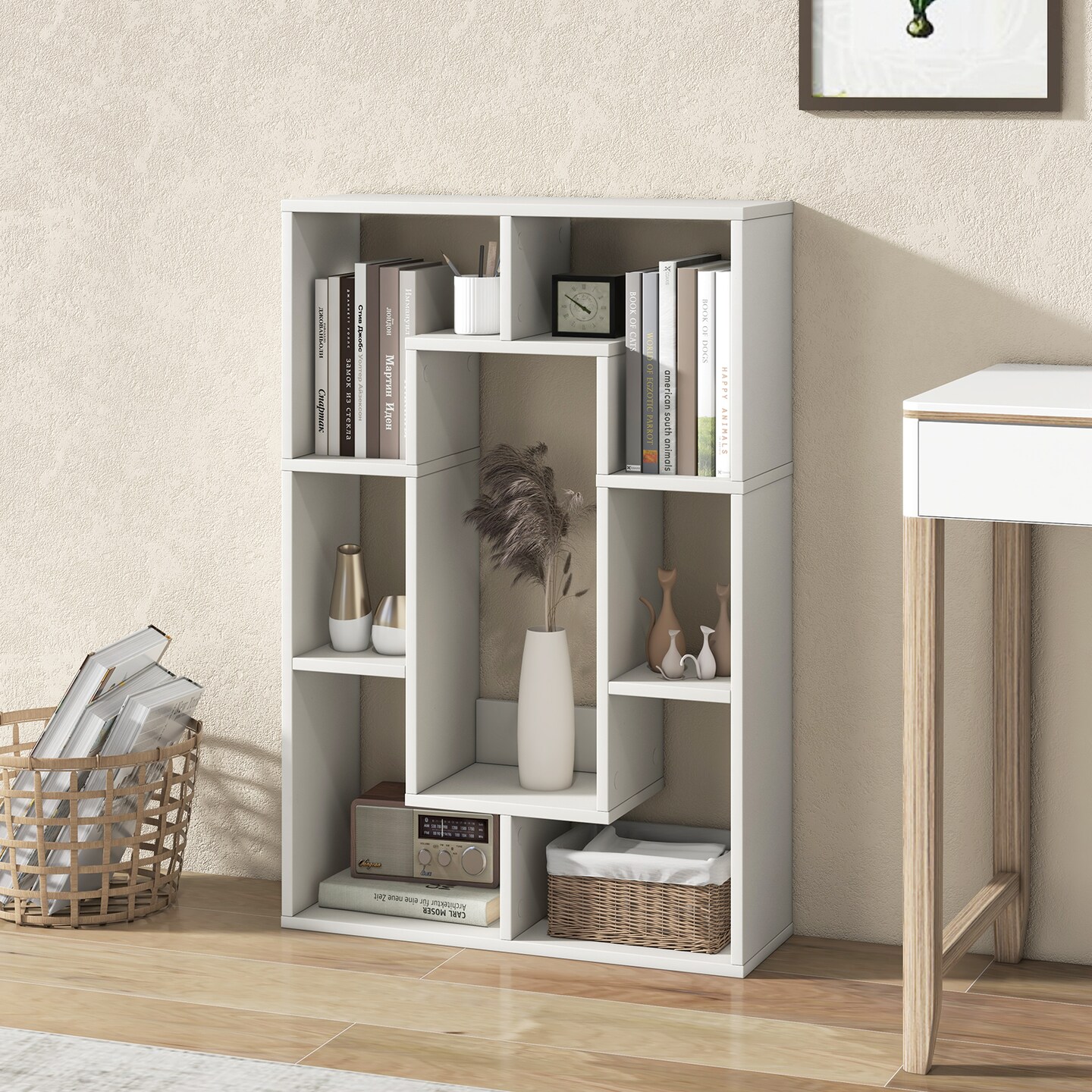 7-cube Geometric Bookshelf Modern Decorative Open Bookcase