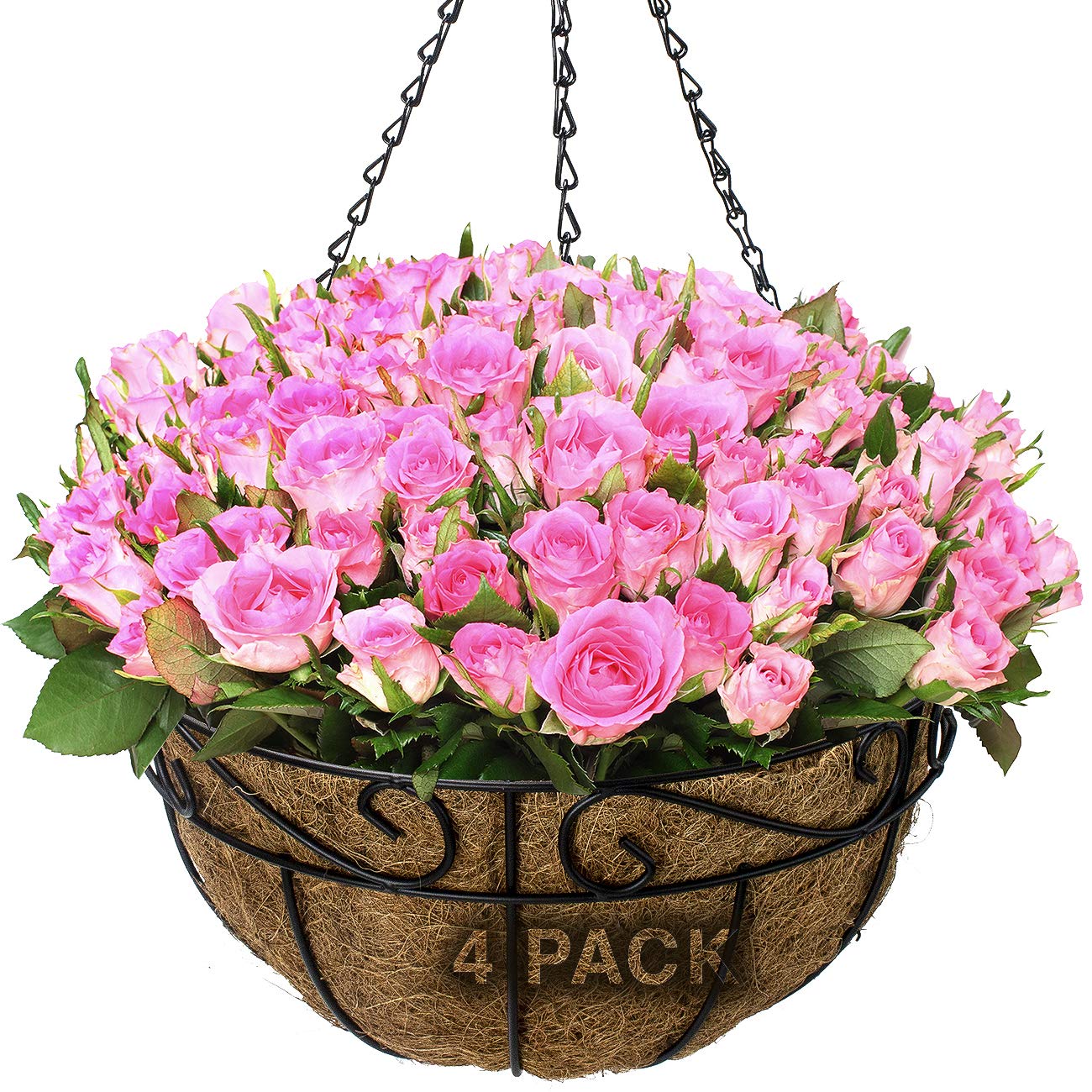 Sorbus 4-Pack Hanging Planter Baskets W/Coco Liner - for Garden Décor, Perfect for Home, Garden, Patio, Deck