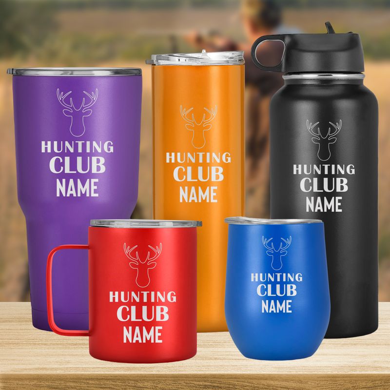 Customized Name Hunting Club Tumbler Cup, Laser Engraved Travel Mug, Hunting Gift For Father