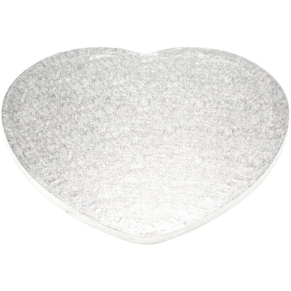 12&#x22; Heart Silver Foil Cake Board
