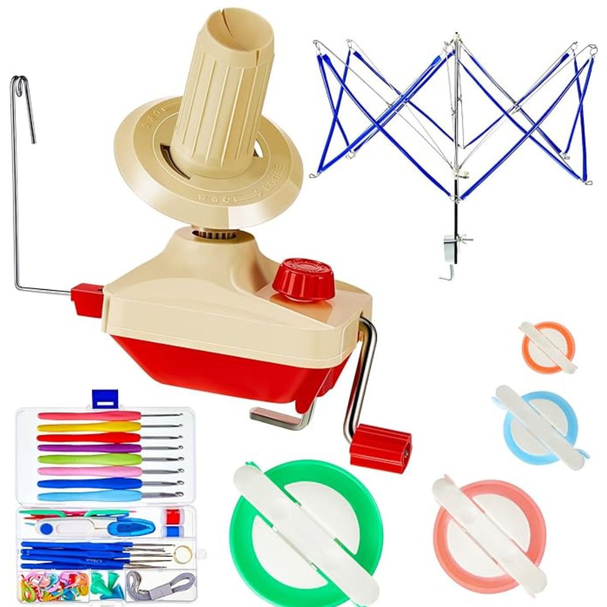 Durable Yarn Ball Winder with Umbrella Swift and Knitting Kit
