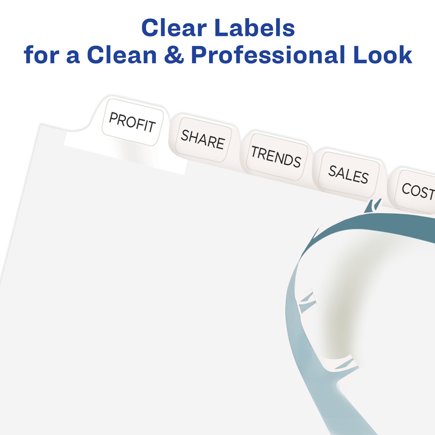 Avery 12 Tab Dividers for 3 Ring Binder, Easy Print & Apply Clear Label Strip, Index Maker Customizable White Tabs, 5 Sets (11429)