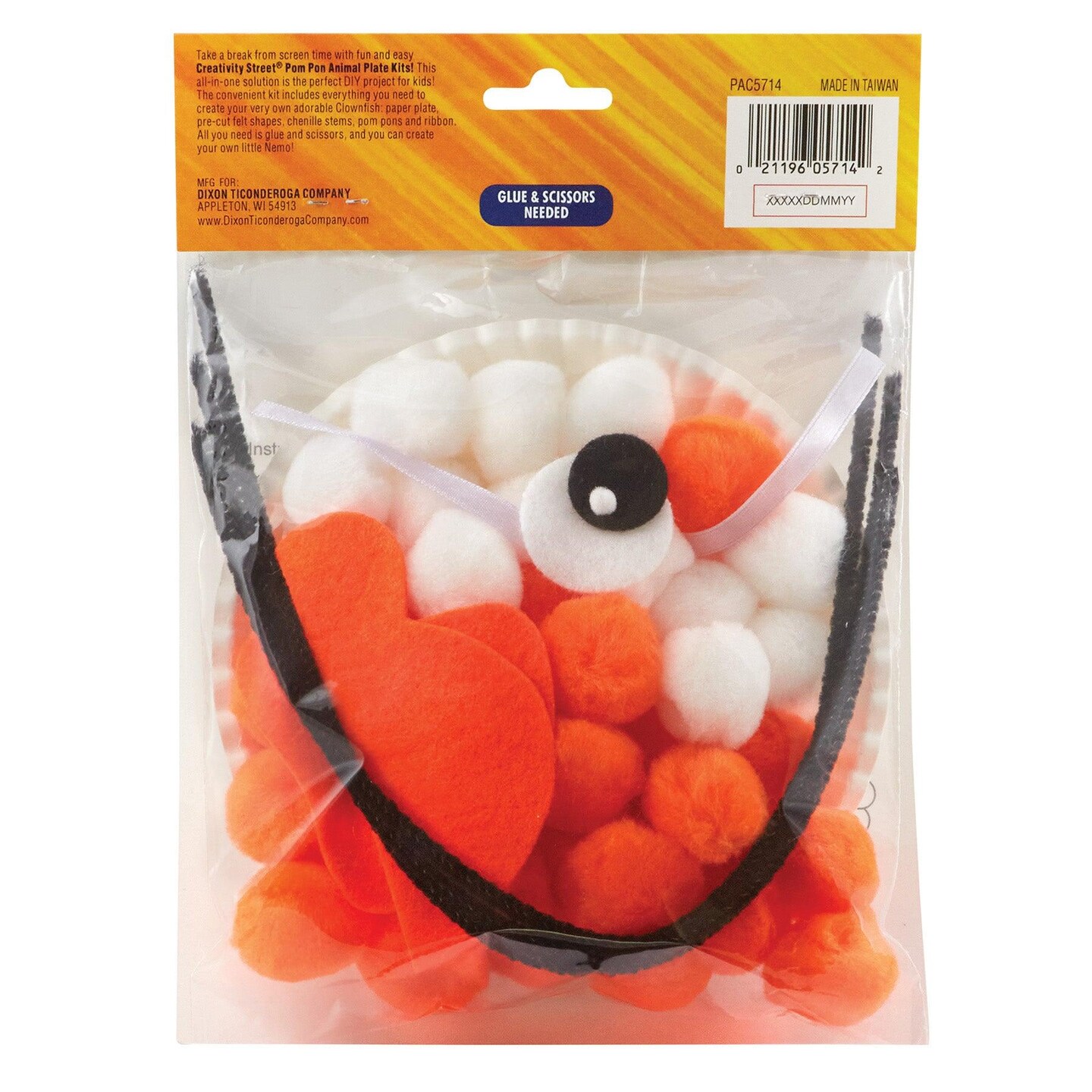 Pom Pon Animal Plate Kit, Clownfish, 7.5&#x22; x 8&#x22; x 1&#x22;, 6 Kits