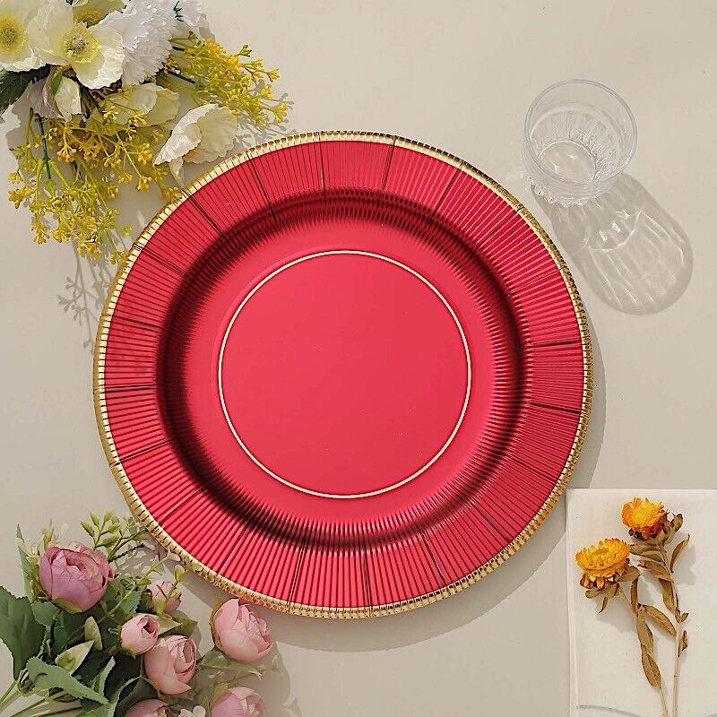 BURGUNDY 25 Round 13&#x22; PAPER CHARGER PLATES