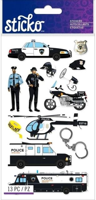 Sticko Police Officers &#x26; Cars Stickers