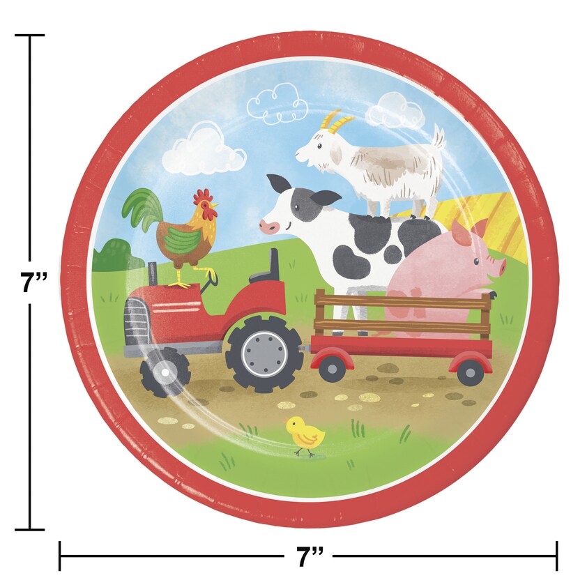 Farm Animals 7 Inch Paper Dessert Plate (8/Pkg)