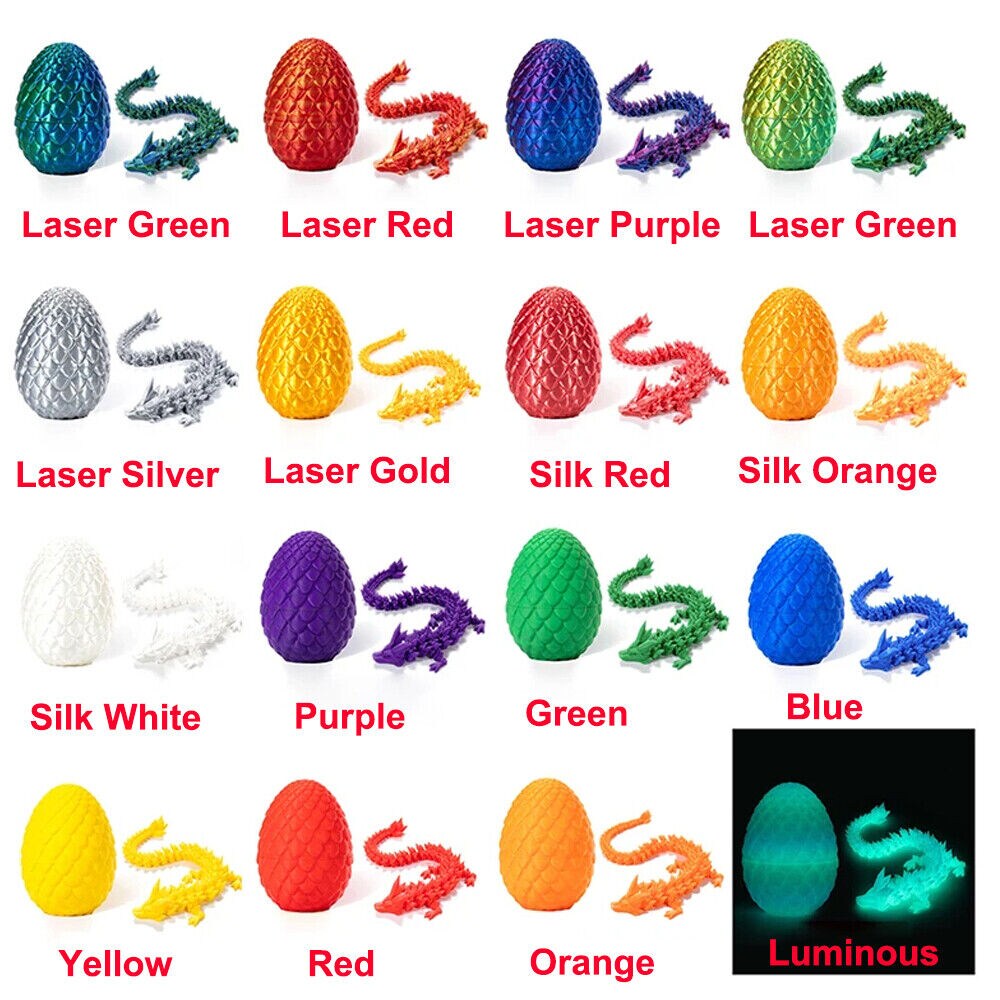 Kitcheniva 3D Printed Dragon in Egg Crystal Full Articulated Fidget Toys