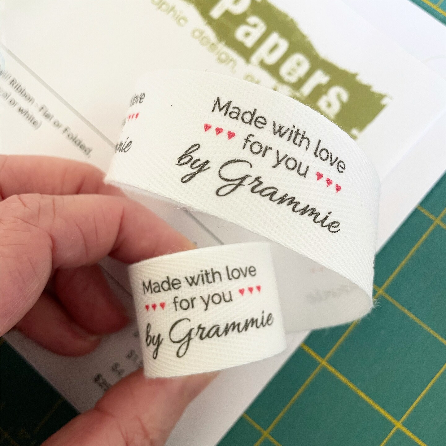 CUSTOM - 1 Inch SPOOL Twill Ribbon - Flat or Folded, Printed Sew-in ...