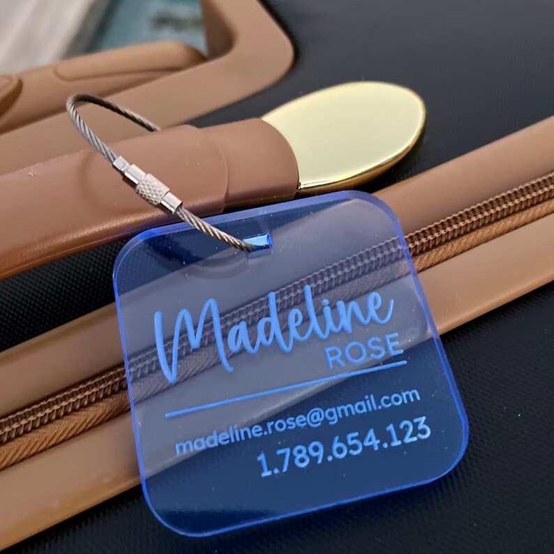 Luggage Tags Personalized, Backpack Tag, Bag Tags, Neon Tag, Personalized ID Tags, Custom Luggage Tag, Travel Accessories, 2.5x2.5 product 2