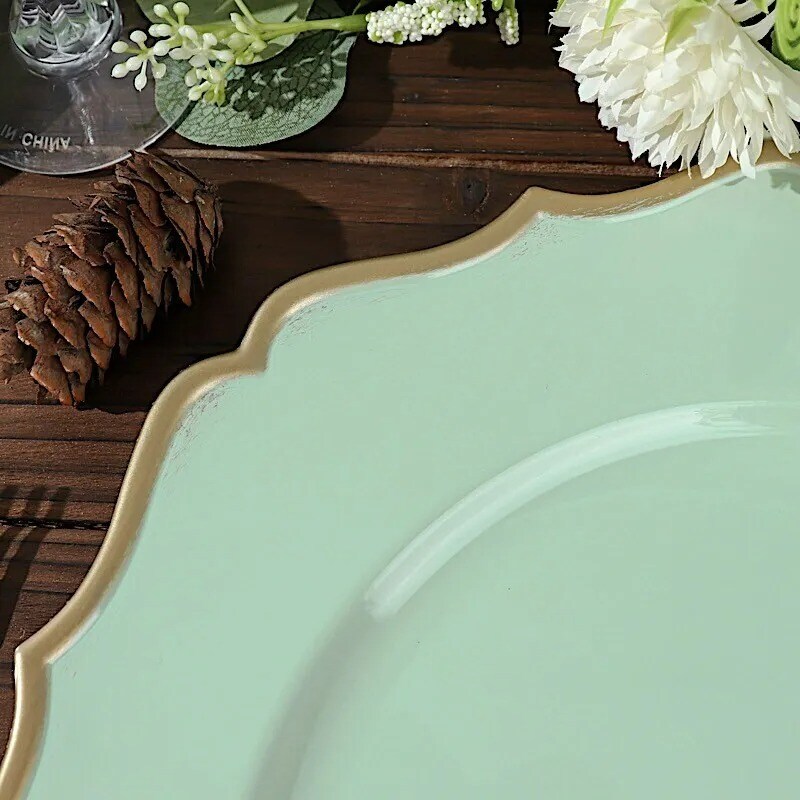 SAGE GREEN 6 Round 13&#x22; Metallic Acrylic CHARGER PLATES