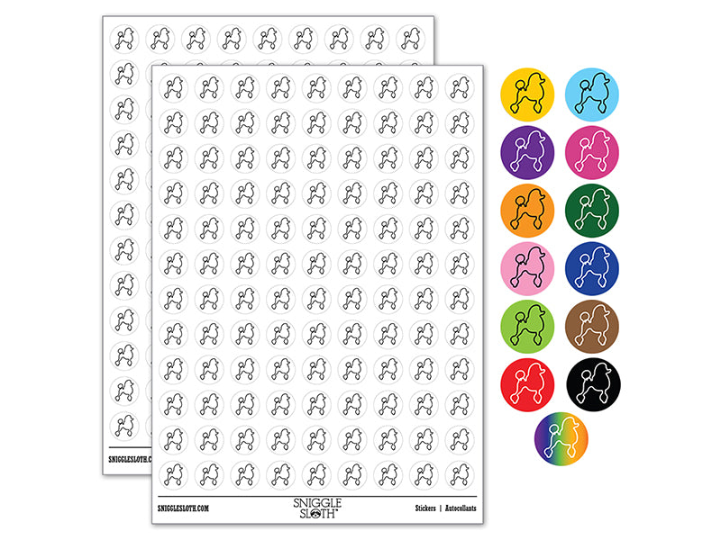 Standard Poodle Dog Outline 200+ 0.50&#x22; Round Stickers