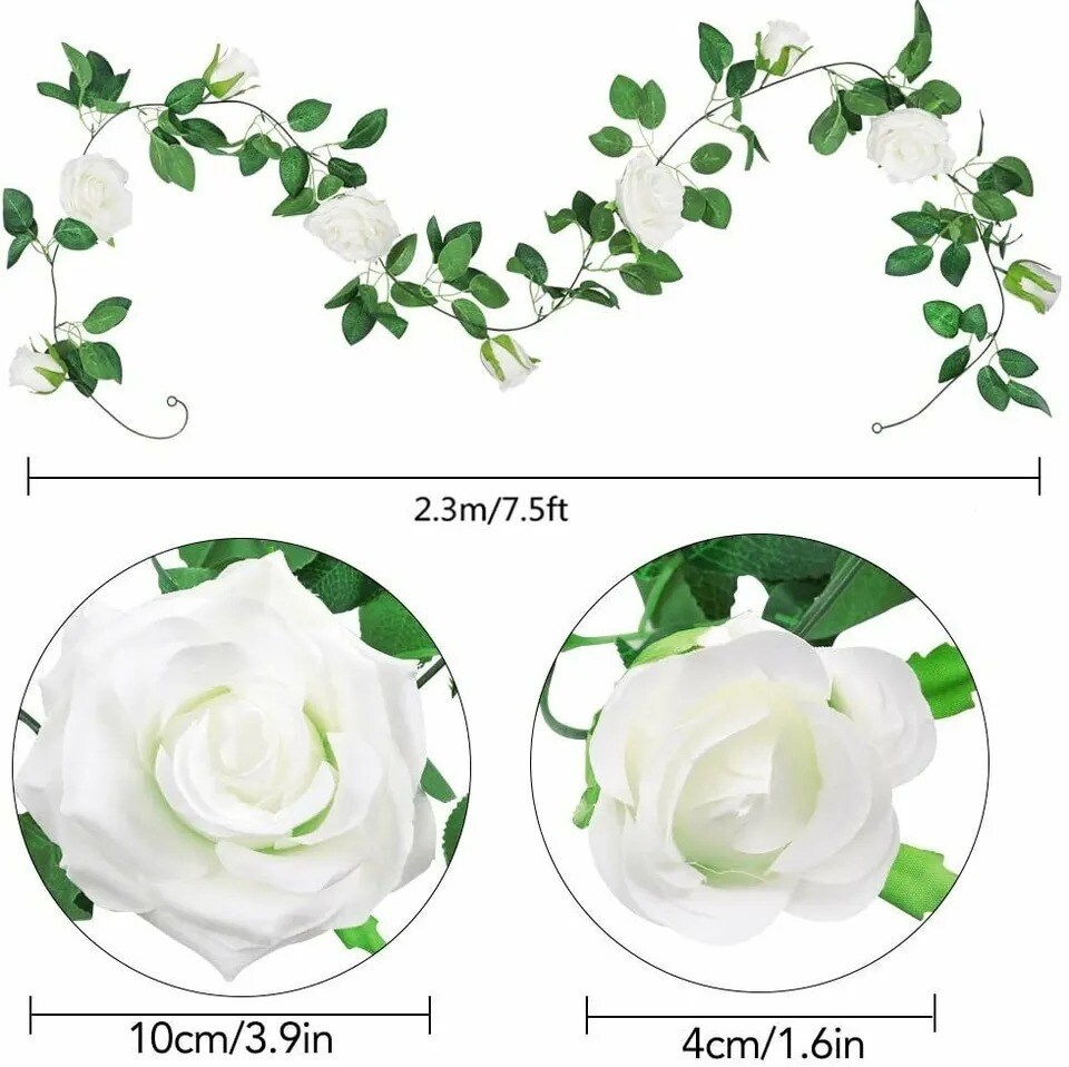 3-Pieces Artificial Silk Rose Garland