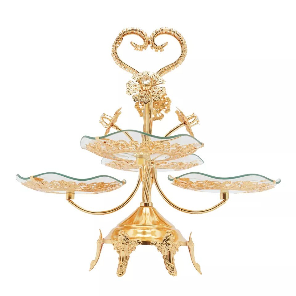 4-Plate Type 2 Gold Glass Dessert Table Stand