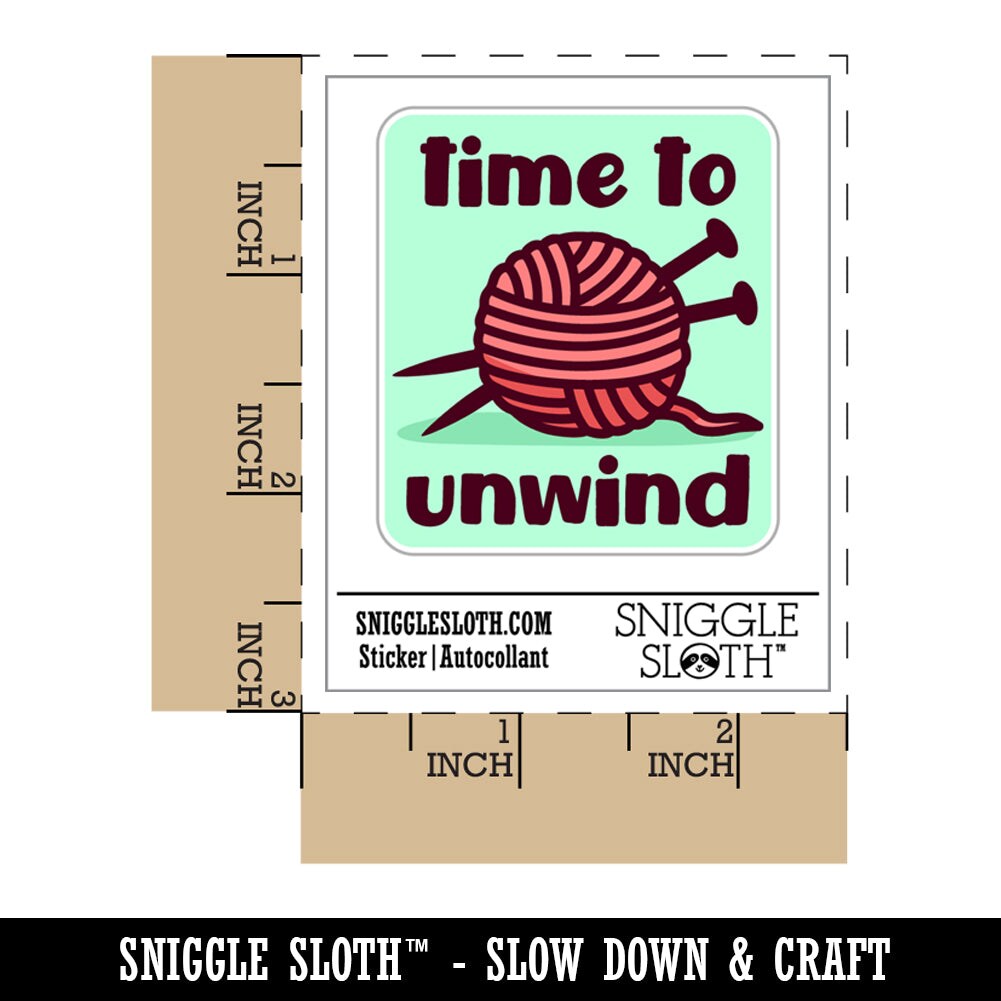 Time to Unwind Knitting Waterproof Vinyl Phone Tablet Laptop Water Bottle Sticker Set - 5 Pack