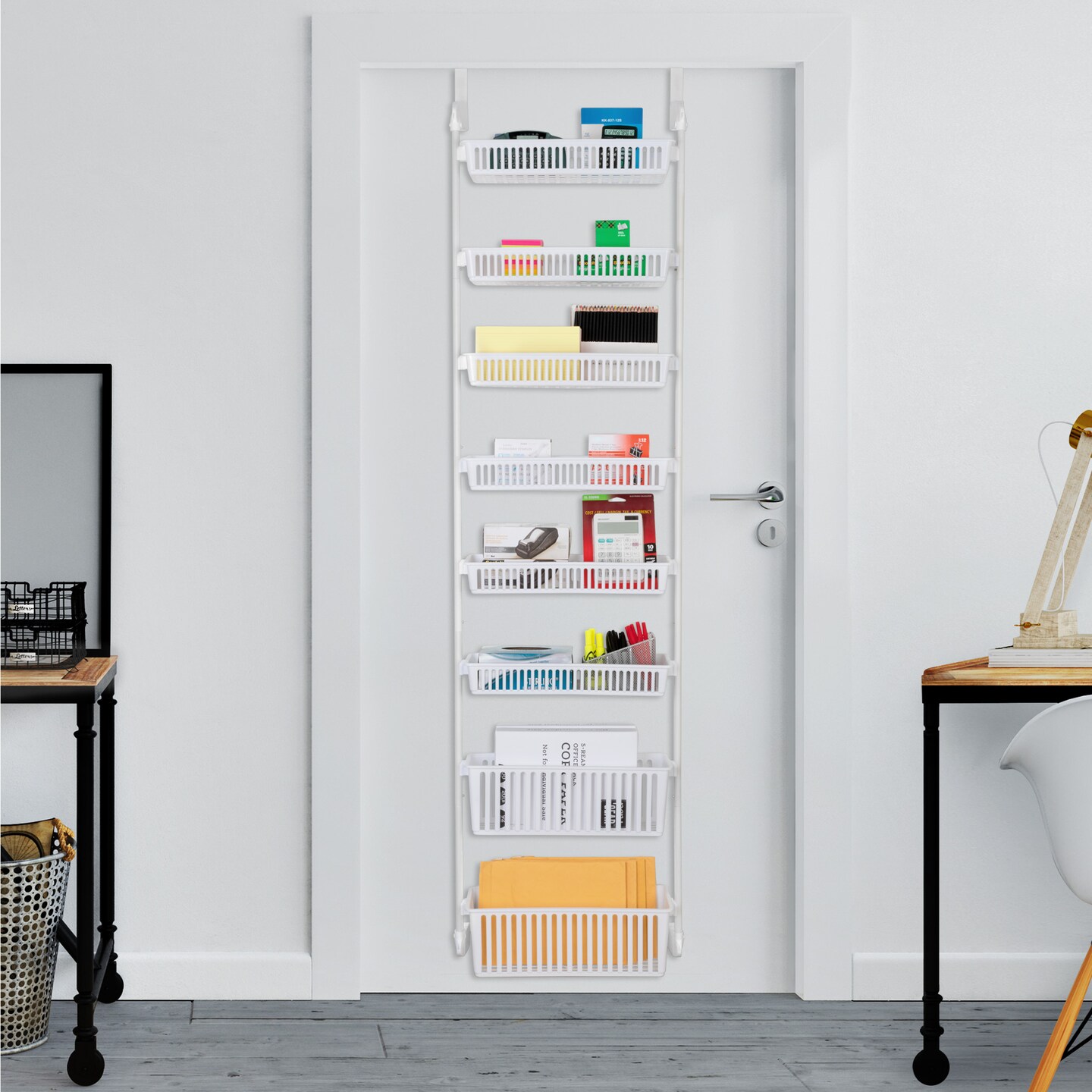 Smart Design 8-Tier Over-The-Door Hanging Pantry Organizer - White