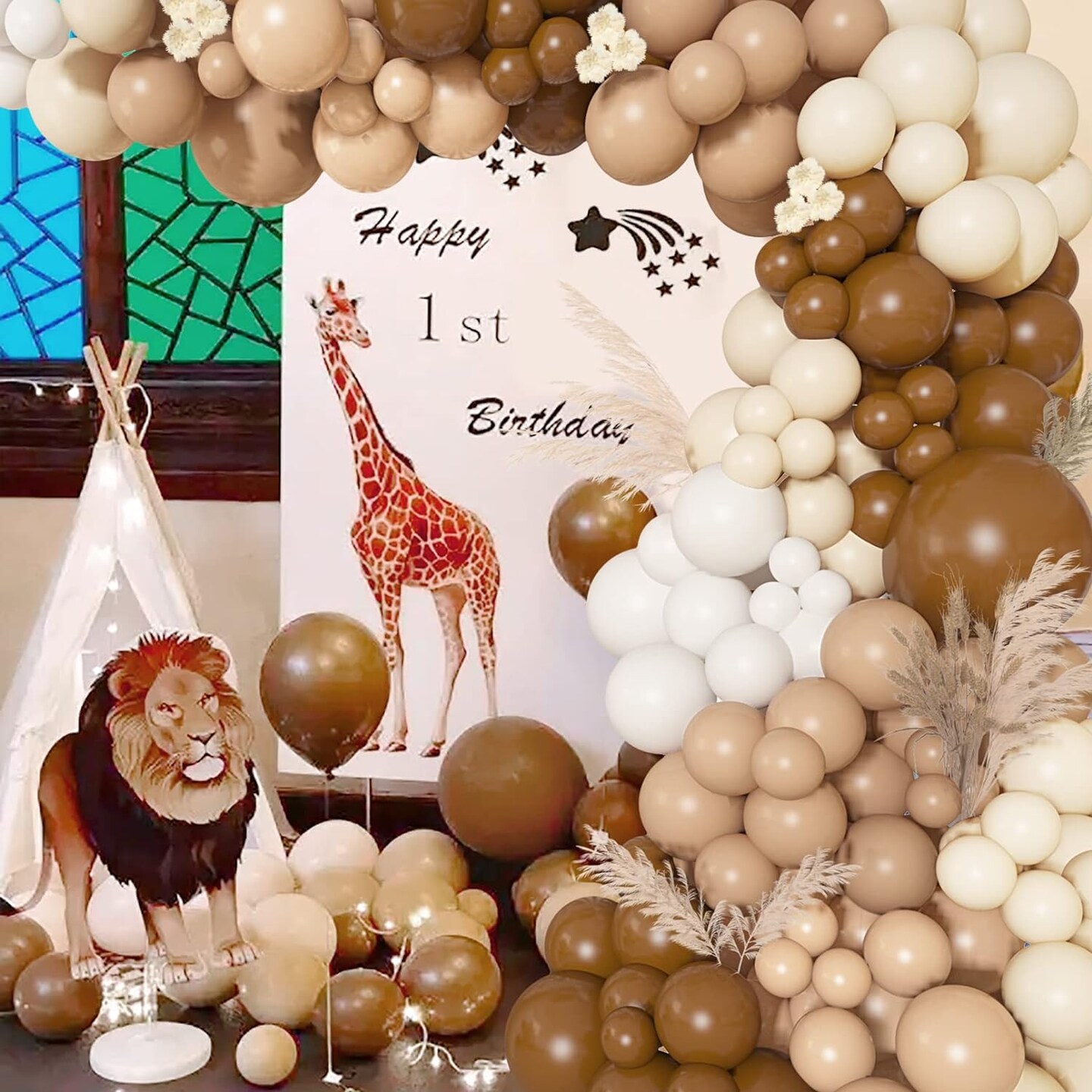 142Pcs Brown Balloons Garland Arch Kit Nude Coffee Brown Boho Blush Tan Neutral Balloons for Teddy Bear Baby Shower Neutral Woodland Wedding Jungle Safari Wild One Birthday Party Decorations