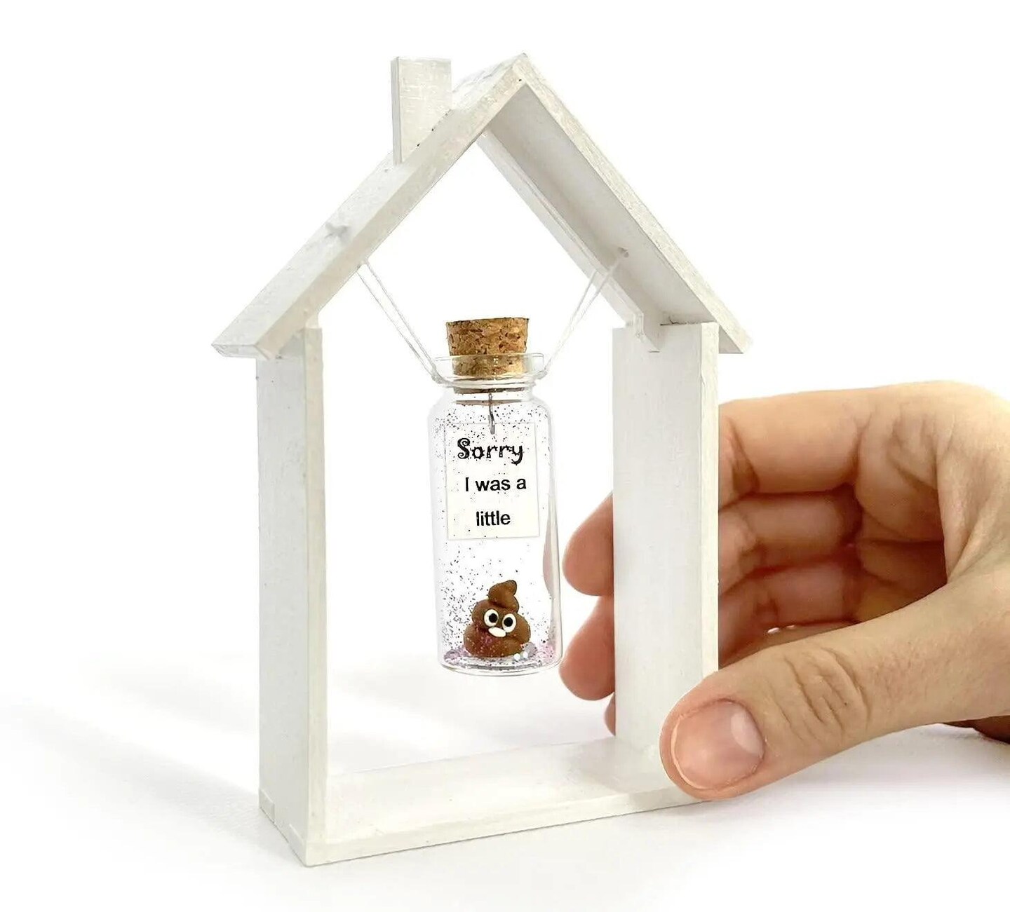 I&#x27;m Sorry Gifts for Her and Him   Personalised Apology Gift   Cute Poop in a Jar and Sorry Card   Forgive Me Present Idea (in White Wood Frame Sorry I was a little   Brown Poop)